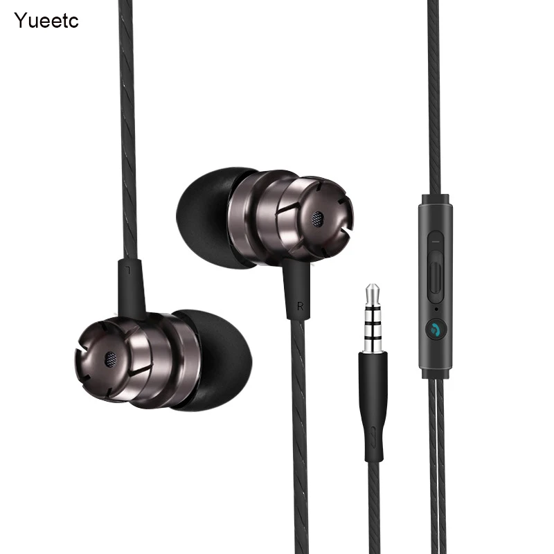 

Metal Wired Earphones For Mobile Phone Computer Universal In-ear Wire Control Headsets Handsfree Line Control with Microphone