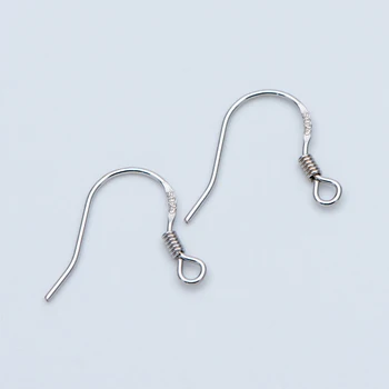 

Sterling Silver Earring Hooks 15mm, 925 Silver Earwires with Coil, Earring Component Findings Wholesale (S031)/ 10pcs=5 Pairs