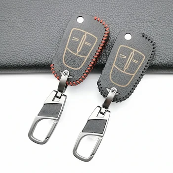 

2 Button leather key protector for Vauxhall Opel Corsa Astra Vectra Signum remote flip folding bike key case