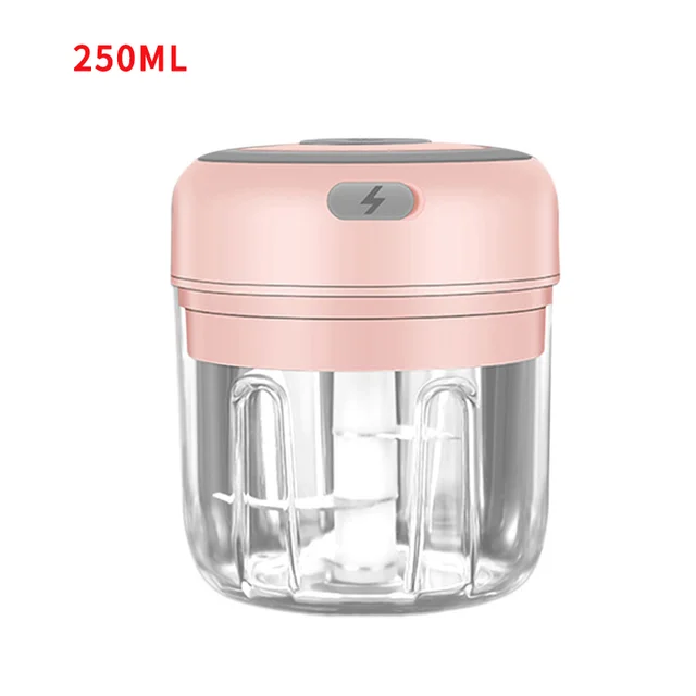 HiPiCok Electric Food Chopper Garlic Crusher Meat Grinder Mini Garlic Press Vegetable Chopper Masher Machine USB Kitchen Gadgets Pink 250ML