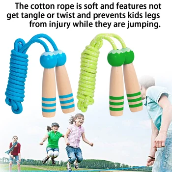 

2.3m Adjustable Length Home Gym Toy Skipping Kids Children Indoor Outdoor Wooden Handle School Ergonomic Jump Rope Birthday Gift