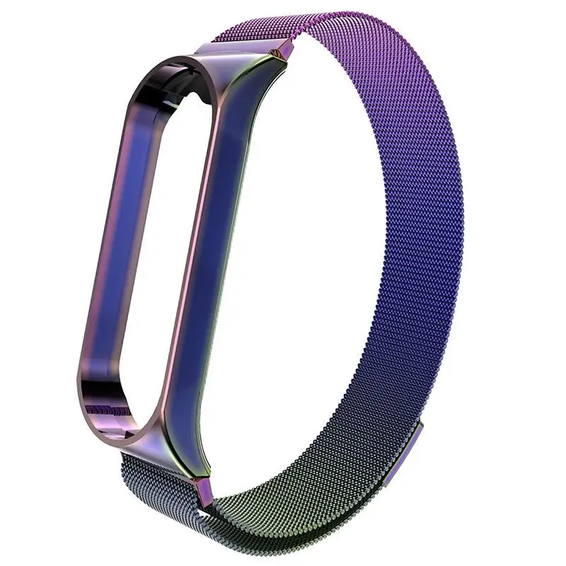 Смарт часы ремешок металлический ремешок браслет из нержавеющей стали магнитный всасывающий сменный ремешок аксессуары для Xiaomi Mi Band 3 4 - Цвет: 05 color