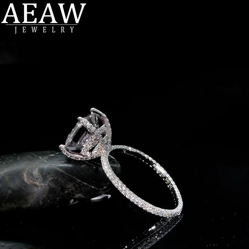 AEAW 4,0 карат Asscher разрезанный Муассанит лабораторный алмаз кольцо отличное соответствие кольцо для женщин твердое 10 к 14 к 18 к белое золото
