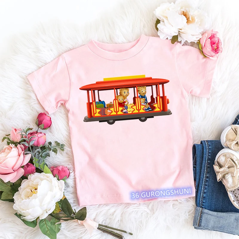 Kawaii Girls T-Shirt Funny Daniel Tiger’S Neighborhood Cartoon Print Baby Girls Clothes Fashion Children’S Tshirt Pink Shirt Top 4