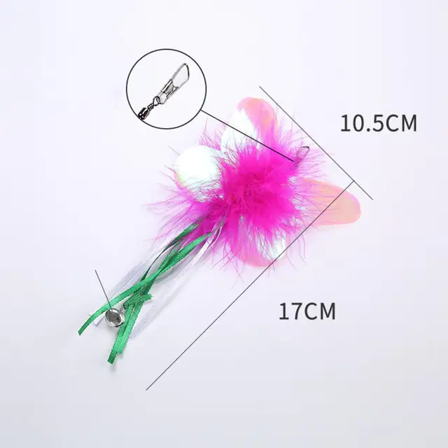 Pet Cat Toy Teaser Bell Feather Stretch Fishing Rod Play Wand Interactive Toys Pets Accessories High Qulity Replacement Heads white