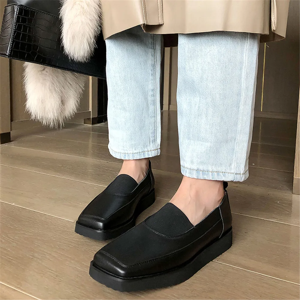 

DORATASIA New 34-40 Girl Fashion Square Toe Shallow Loafers Genuine Leather Flats Women 2020 Casual Office Shoes Woman