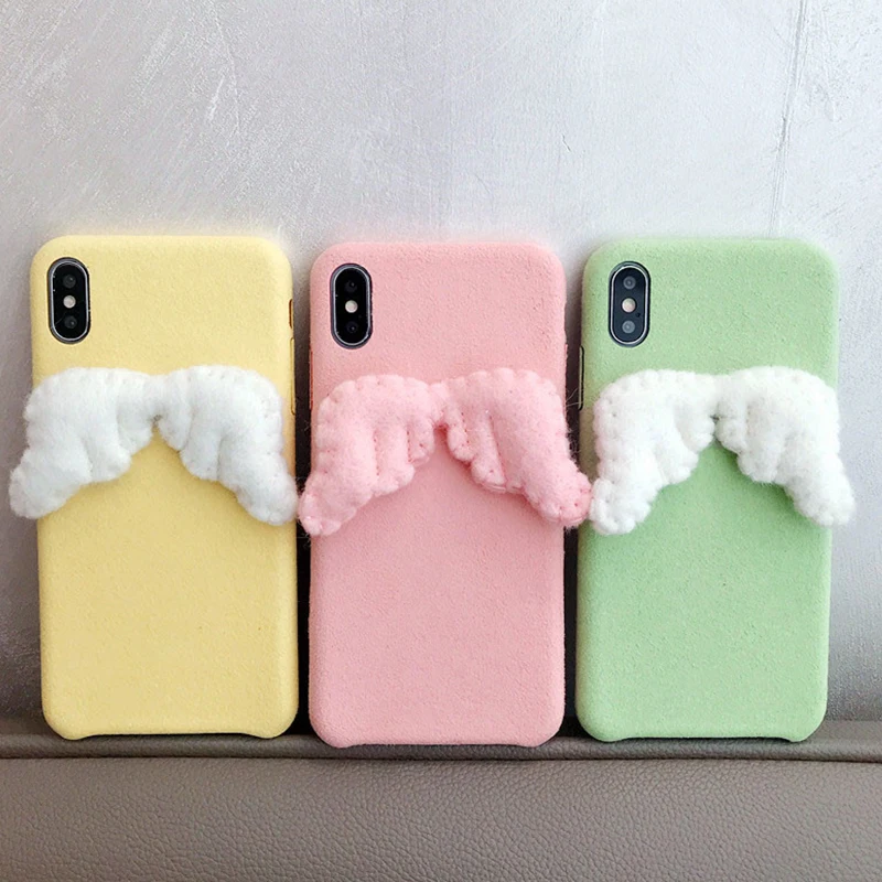 

Cute Angle's Wings Coque for Iphone 11 Pro Max Case Winter Autumn Microfiber Case for Iphone 11 7 8 Plus Xr Xs Max X Case Fundas