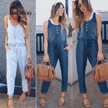 Новые горячие Высокая талия стрейч деним женский комбинезон был тонкий модный джинсы тонкий сексуальный женский без рукавов повседневные женские джинсы