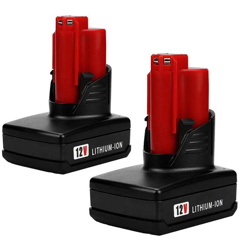 Red Lithium-Ion 12V 2,0 AH M12 B2 Li-ion 2x Milwaukee battery's Orig 