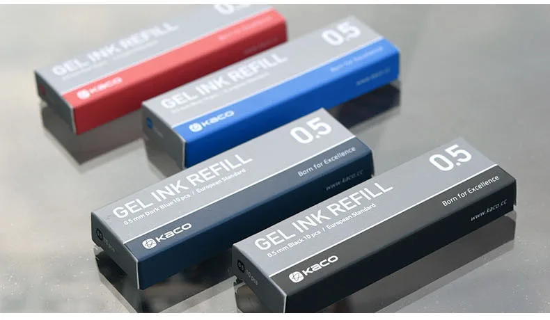 KACO 0,5 мм гелевые чернила заправка Европейский стандарт заправка черный/красный/синий/темно-синий Заправка для школы офисные принадлежности 10 шт./кор