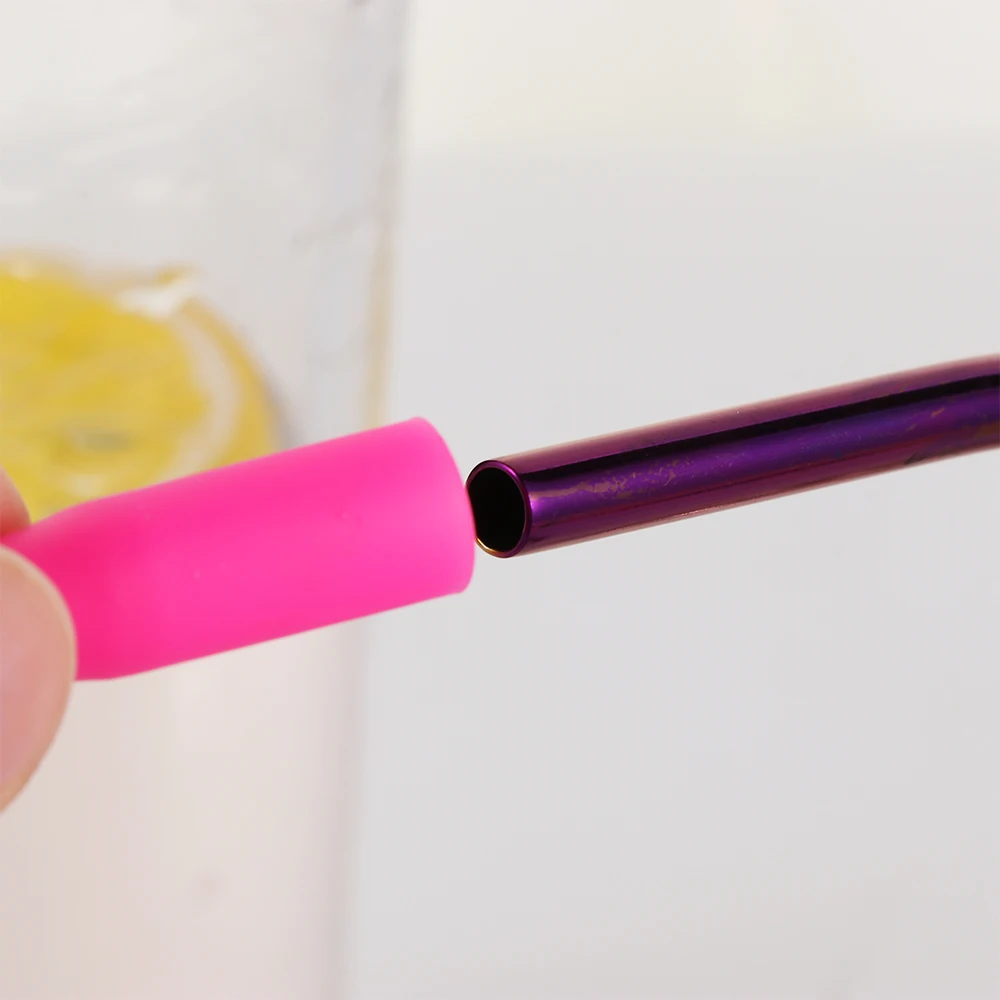 Plastic Straws Metal Straw Set Metal Straws Drinking Straws Stainless Steel Straw Silicone Straws 10Pcs 6mm/8mm Caps Silicone Tip Food Grade Bar Stainless Steel Straw Teeth Protector Cover Anti Burn Prevent Scald Straw Sleeve
