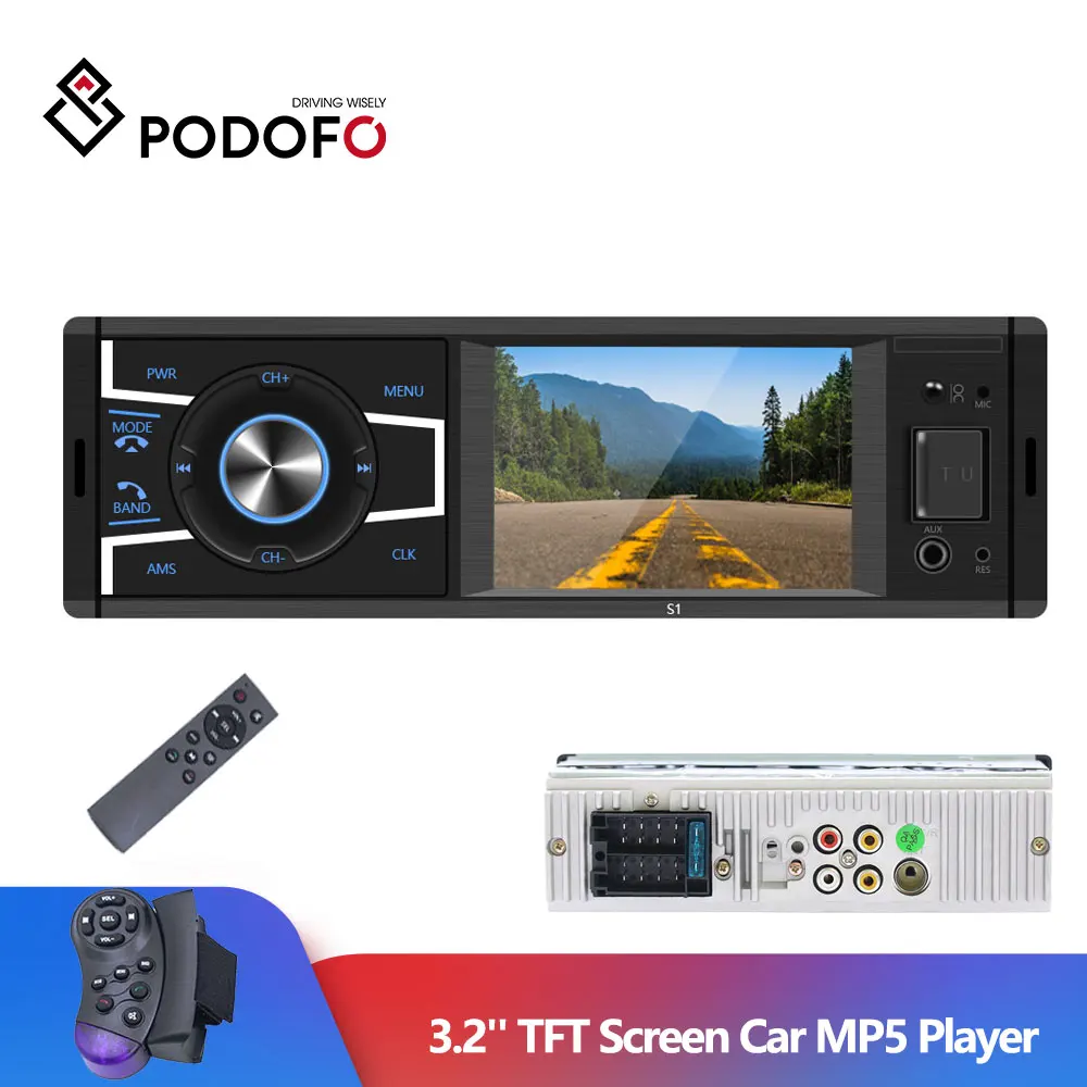 Автомобильный MP5 плеер Podofo 3 2 дюймовый TFT экран 1Din Bluetooth FM радио стерео пульт