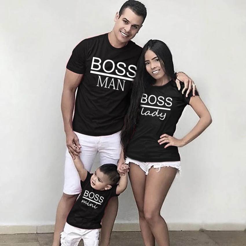 Family Matching T-Shirts Outfits Mom BOSS Kids Lady And Print MAN Dad-Tops