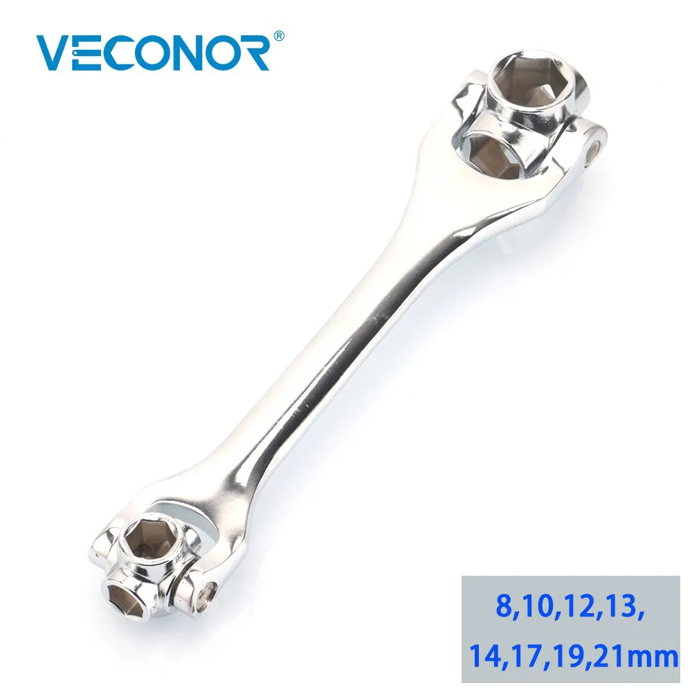 8-21mm Universal Socket Wrench Spanner Hand Tool Rotatable Head Multifunctional Full Polish Dogbone-Designed High Quality