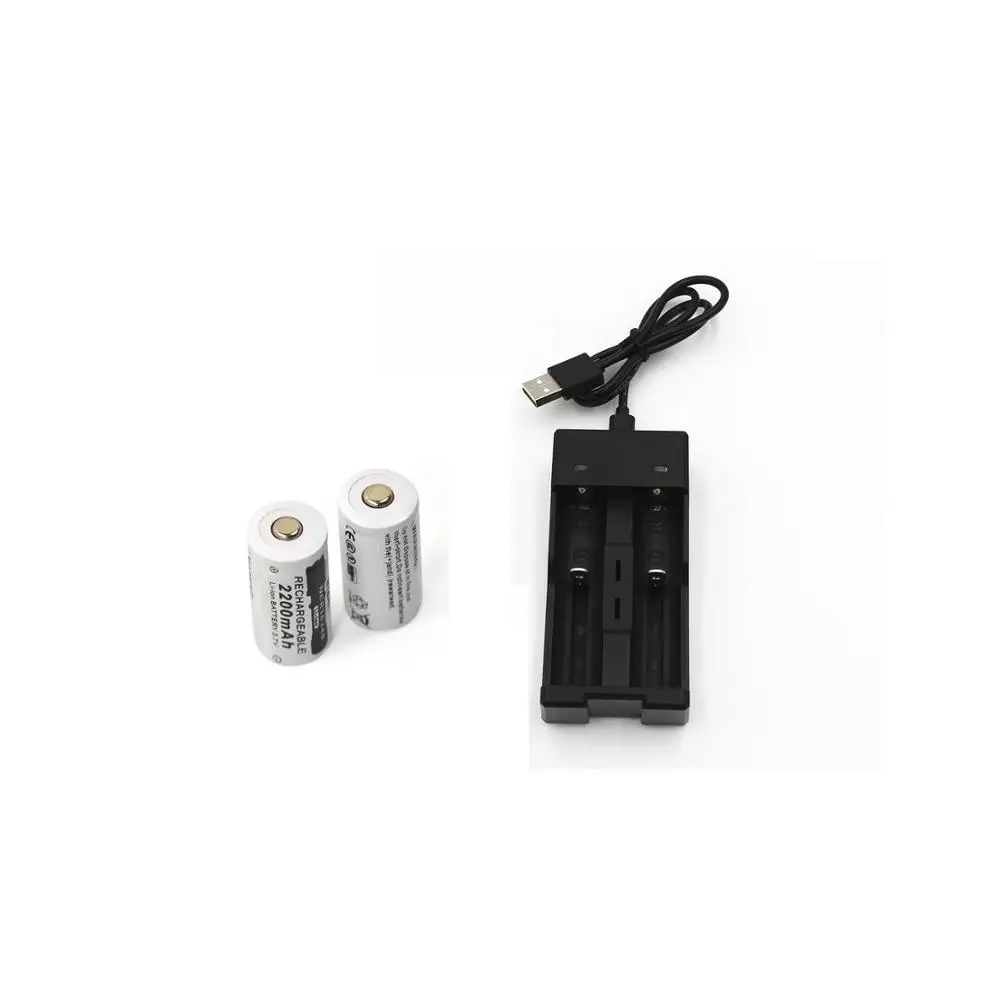 2pcs 3.7v 2200mAh CR123A rechargeable lithium battery+1pcs 18650 16340 14500 charger | Электроника