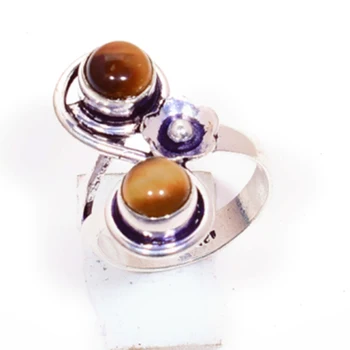 

Tiger Eye Ring Silver Overlay over Copper, USA Size 8.75., R5793