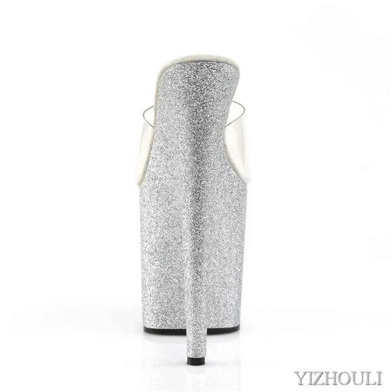 Banquet sex appeal, silvery is shinning, waterproof stage, bag heel shoe 20 centimeters thin heel pole dance, slipper