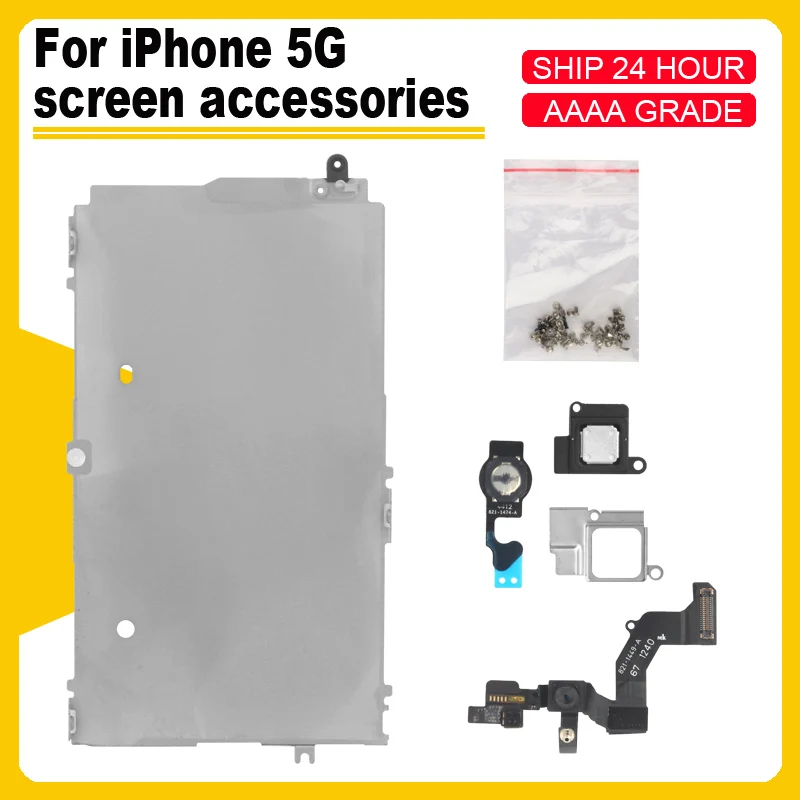

OEM quality Full Set of LCD Screen Parts Front Camera Home Button Key Flexible Cable Full Screws for iPhone 5
