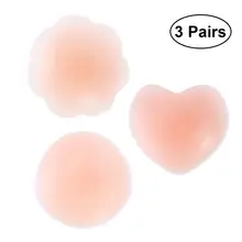 3 пары многоразовых клейких силиконовых ниппелей накладки для груди для женщин(форма сердца+ круглая форма+ форма цветка сливы