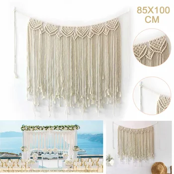 

Bohemian Wedding Decoration Macrame Wedding Backdrop 100x85cm Cotton Rope Photo Booth Backdrop Home Room Wall Hanging Tapestry