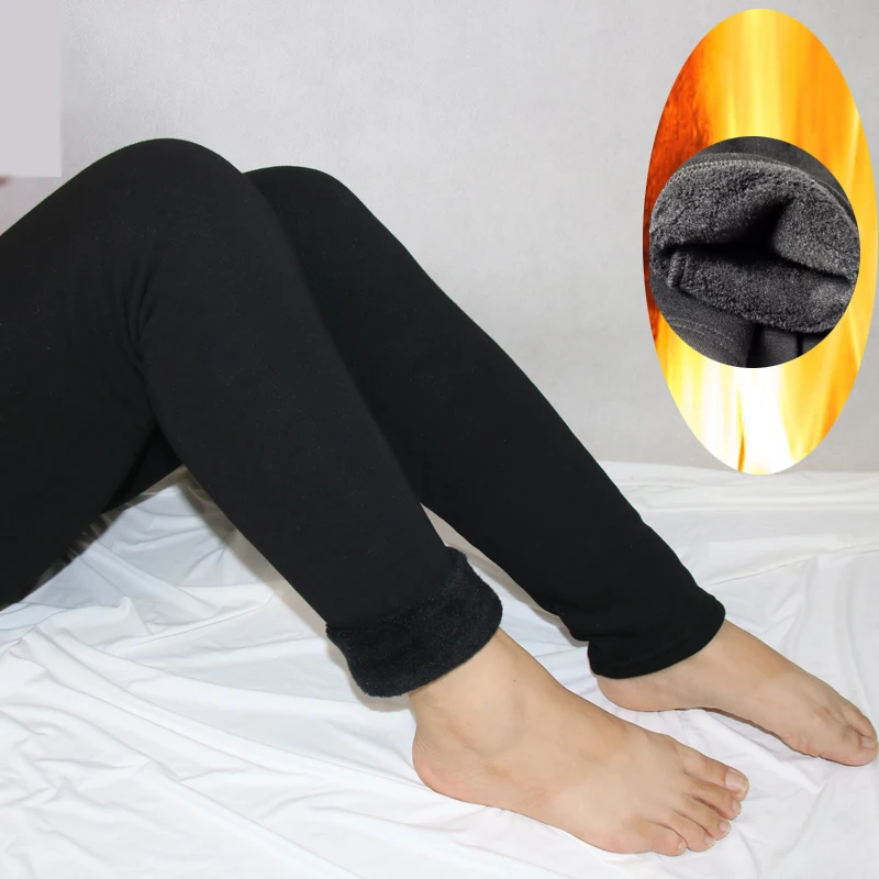 warm fleece legin Babbytoro Леггинсы для женщин теплые флисовые зимние толстые эластичные джинсы черные Большие размеры 7XL 6XL 5XL 4XL XS утепленные бархатные - Цвет: warm fleece legin
