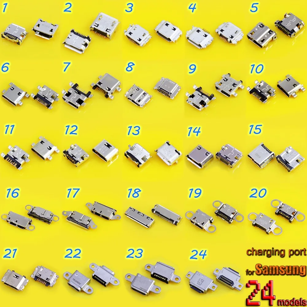 

24models for Samsung I9200 I9300 S5 note3 I739 N7100 S7562 8262D phone charging port,Micro USB jack socket connector 5/7/11pins