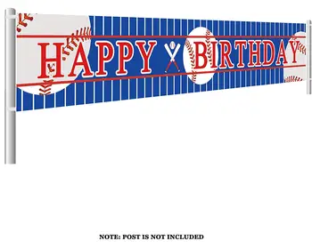 

HUAYI Large Baseball Happy Birthday Banner, Sports Theme Birthday Party Supplies Photo Background Decorations BN-1005