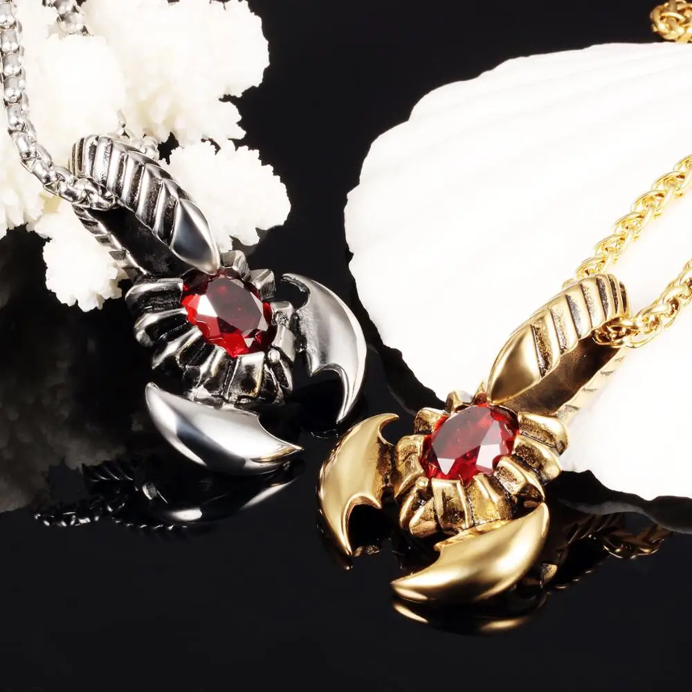 

20pcs necklace men bulk items wholesale aliexpress sale dropshipping gold Scorpion Pendant necklace stainless steel jewelry 2020