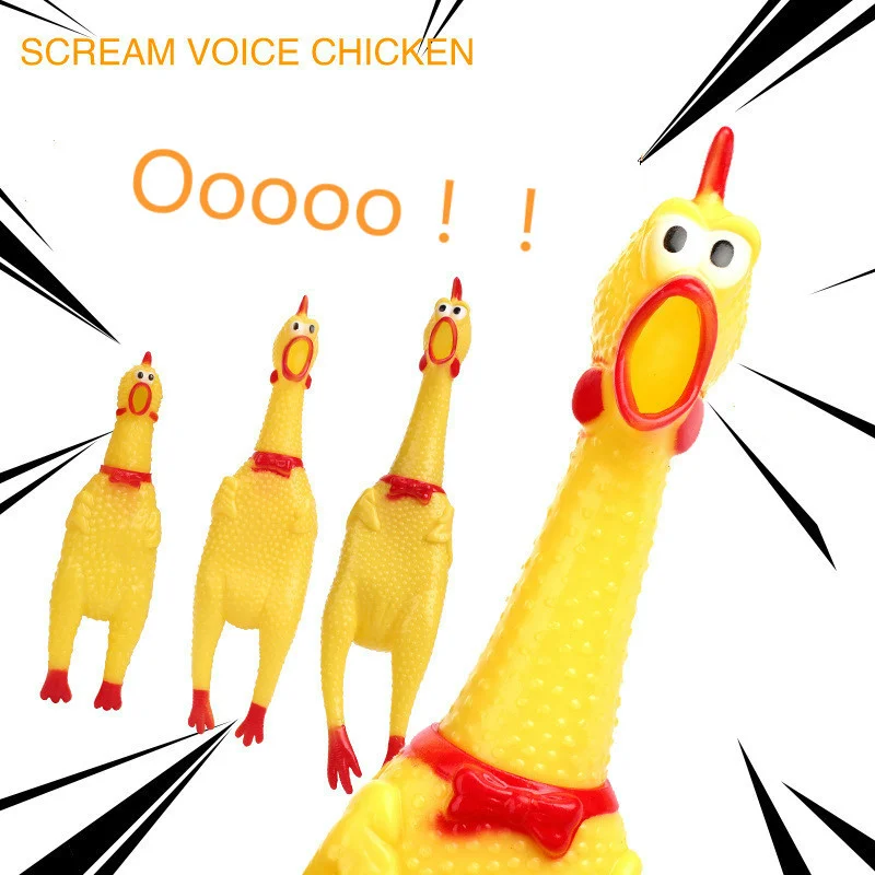 Pollo chillón de juguete para perros, juguete de goma Molar seguro para perros, para masticar, ventilar pollo