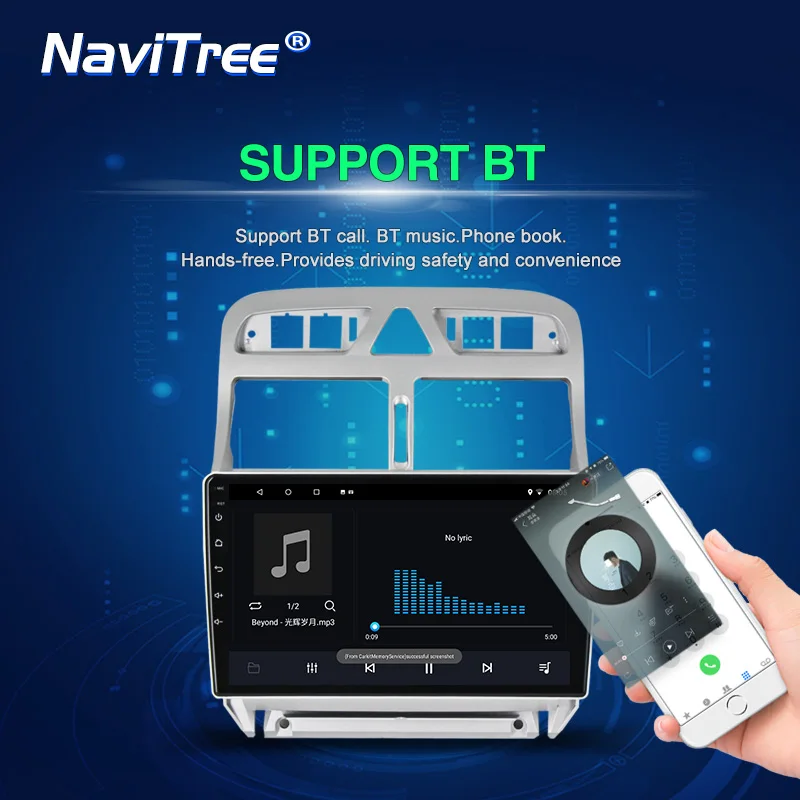 Автомагнитола NaviTree Android9.0 для peugeot 307 307CC 307SW 2004-2013 WiFi Bluetooth gps навигация