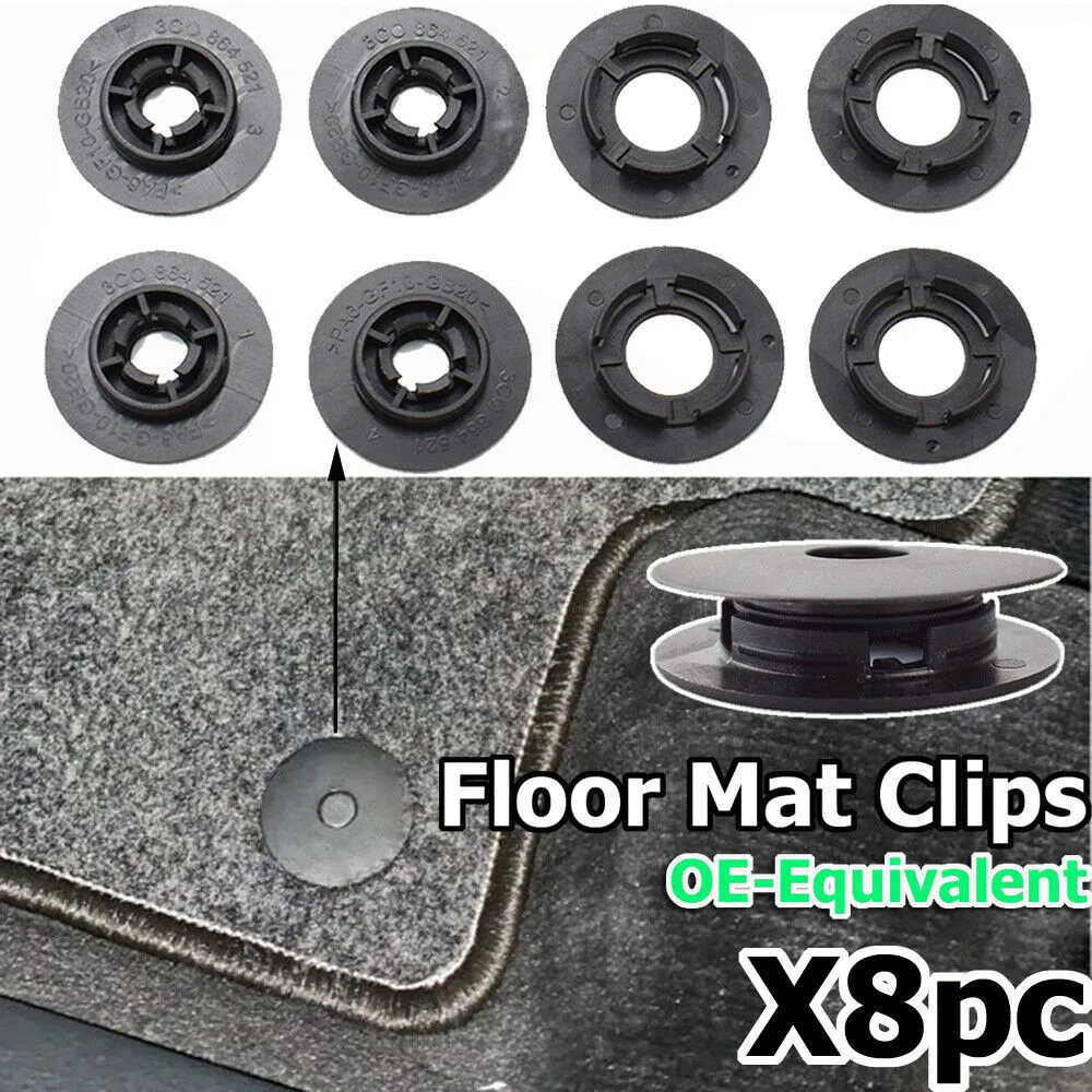 8pcs Car Mat Carpet Clips Fixing Grips Clamps Floor Holders Sleeves Premium Kit Anti Skid Fastener Retainer Resistant 3D0864521 |