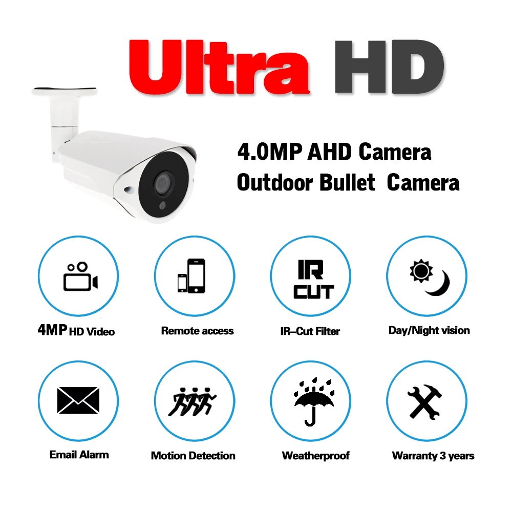 Камера видеонаблюдения NINIVISION Super AHD HD 4 МП наружная и комнатная Водонепроницаемая