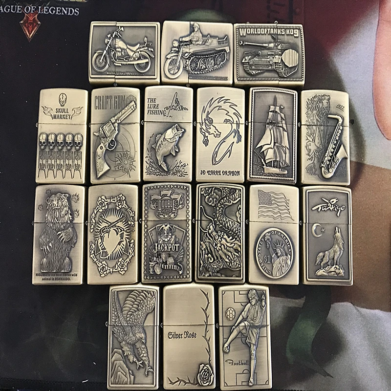 

Random Styles Stylish Retro Metal Sculptures Kerosene Lighter Sunique Gasoline Lighters Handicraft Vintage Kerosene Oil Lighter