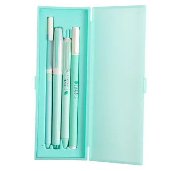 

4pcs Stationery Powder Full Needle Gift Ballpoint Office Mint Green School Cute Write Gel Pen Set With Box Art