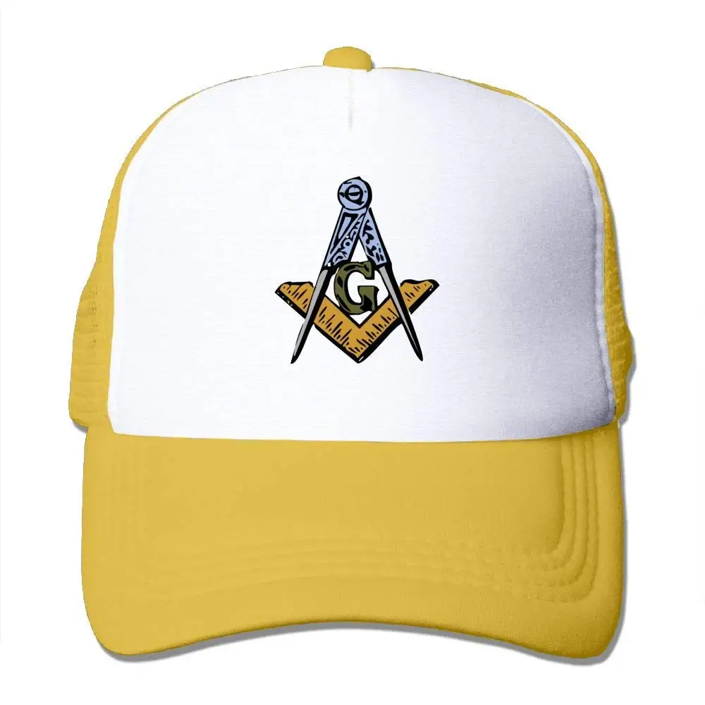Сетчатые бейсболки, регулируемые кепки В Стиле Дальнобойщика, масон угольник и циркуль, желтый, один размер
