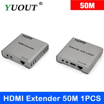

YUOUT 1080p HDMI Extender Transceiver Adapter Split TX/RX 50m by Cat5e/6 RJ45 Connector Ethernet Cable For CCTV DVD PSP