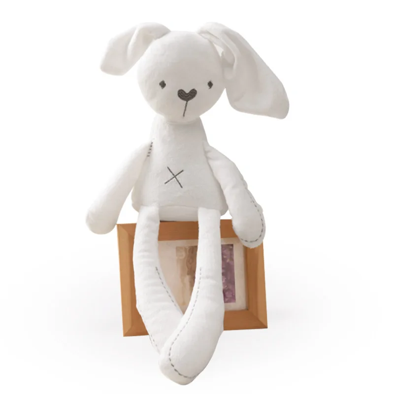 Conforto do sono do bebê calmante super suave curto veludo fino ambientalmente amigável pp algodão branco mama coelho boneca brinquedo recheado