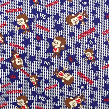 

1 yard Cotton Fabric for sewing pathwork, dress, cloth, bedding - Cartoon - stripe, star (Blue) (width=145cm)