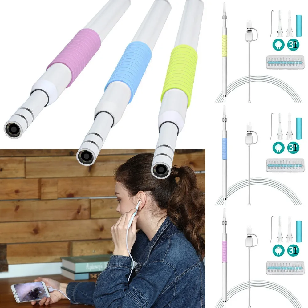3 в 1 USB эндоскоп для чистки ушей 5 мм|Камеры видеонаблюдения| |