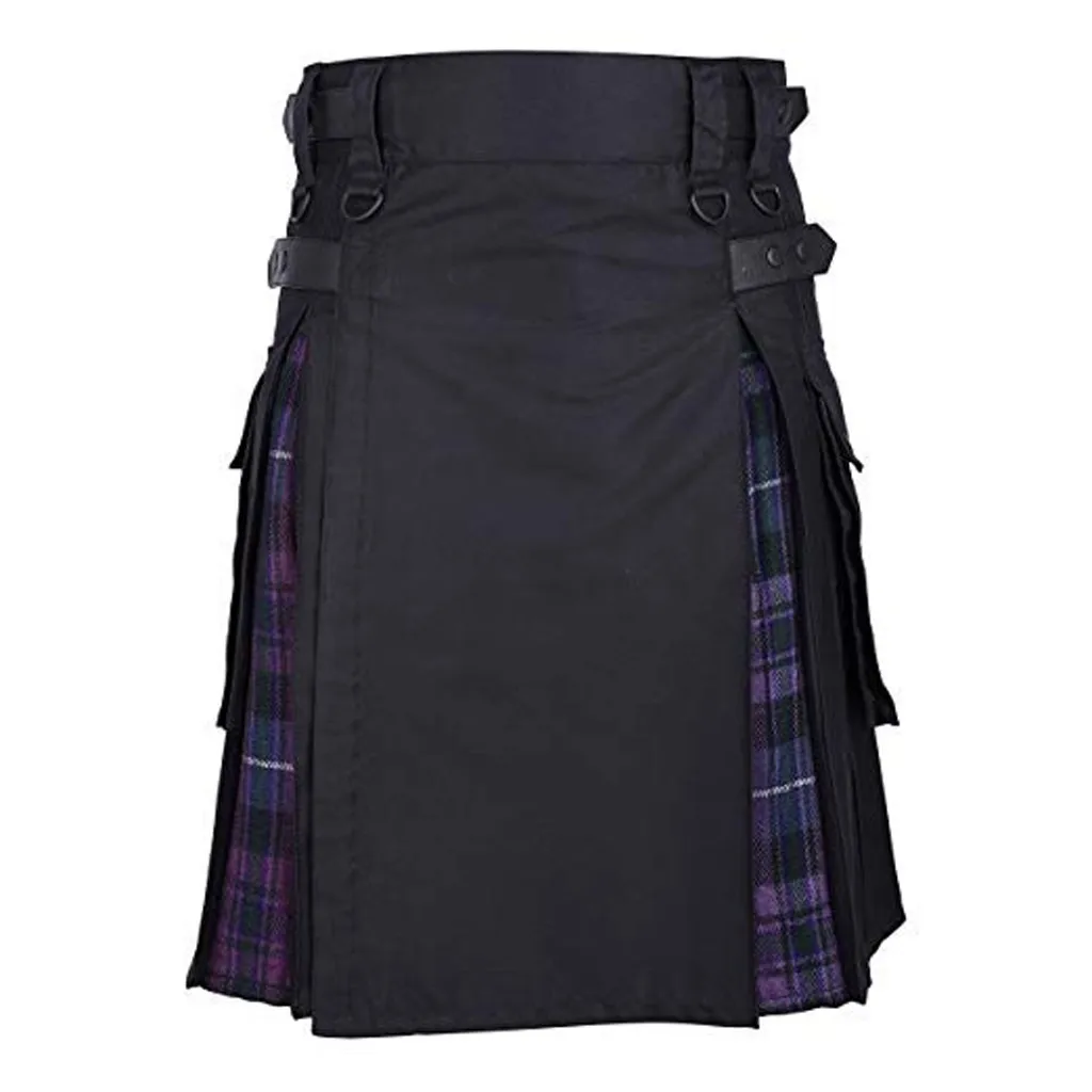 Готический стиль брюки мужские винтажные Kilt шотландская Готическая мода Kendo карманные юбки шотландская одежда плиссированная юбка брюки 19Sep26