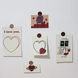Carte de vœux en forme de cœur de cerise, carte postale Double face, décoration créative pour bricolage, autocollant mural de salle, accessoires de papeterie Photo 