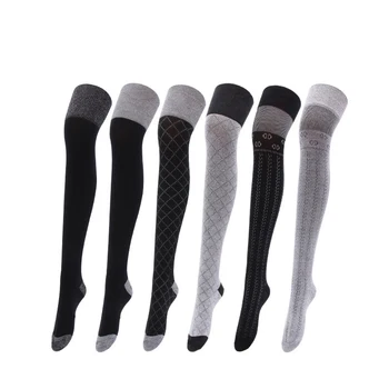 

Spring Net Red Same Vintage Bright Stockings High Rib Splicing Stockings Letter Diamond Stripe Knee Stockings Female