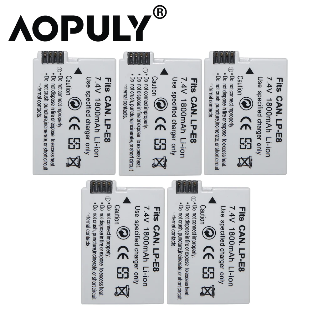 Оптовая продажа 5 x LP E8 аккумулятор LPE8 lp e8 для камеры Canon rebel 550d 600D 650D 700D X4 X5 X6i X7i T2i T3i