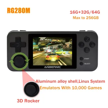 

RG280M Retro Portable Game Consoles 2.8 Inch IPS Screen Lunix System Handheld Pocket Game Player Bulit-in Emulators For PS1 ect