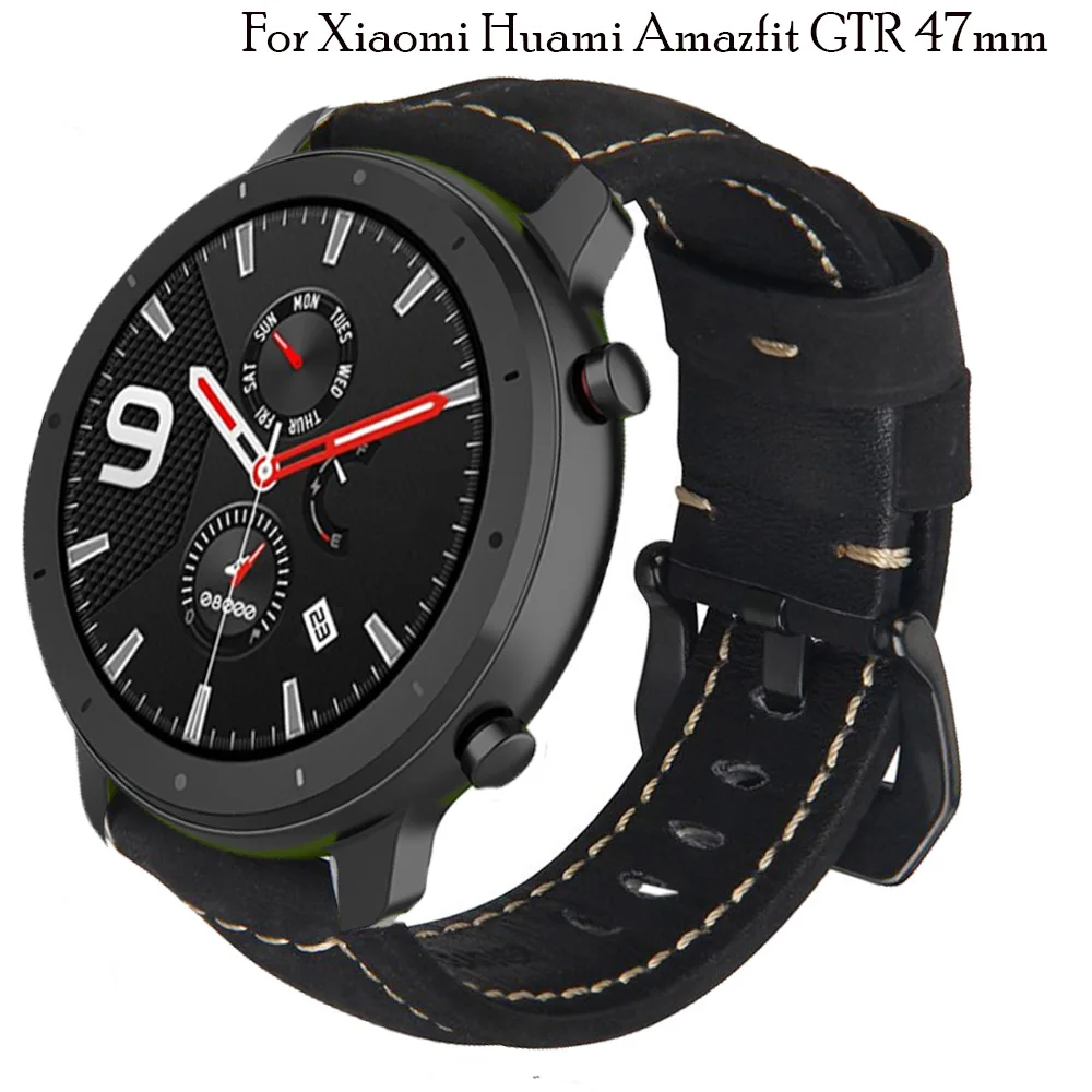 Ремешок для часов Huami Amazfit GTR 47 мм/Amazfit Stratos 2 2S браслет для смарт-часов Замена Ретро натуральной кожи 22 мм