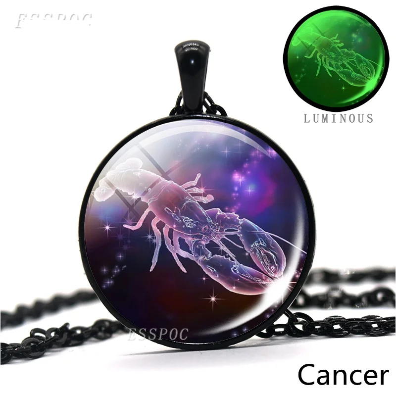 Collana Uomo 12 Segni Zodiacali Che Si Illumina Al Buio - Ciondolo Quadrato Con Cordino In Pelle, Regalo Di Moda