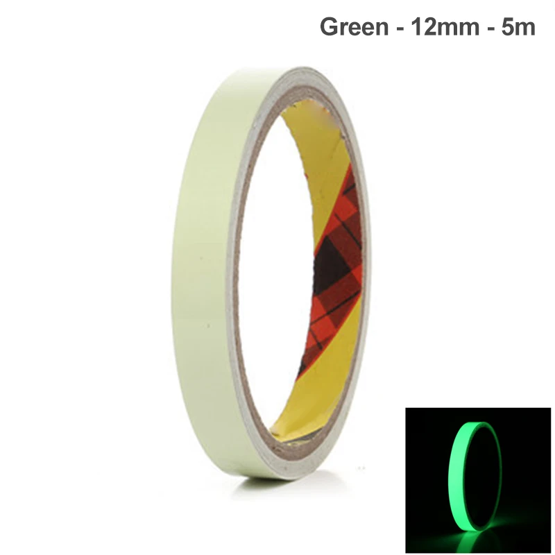 Светоотражающая светящаяся лента 12 мм x 5 м самоклеящаяся Съемная Предупреждение льная лента GV99 - Цвет: Зеленый