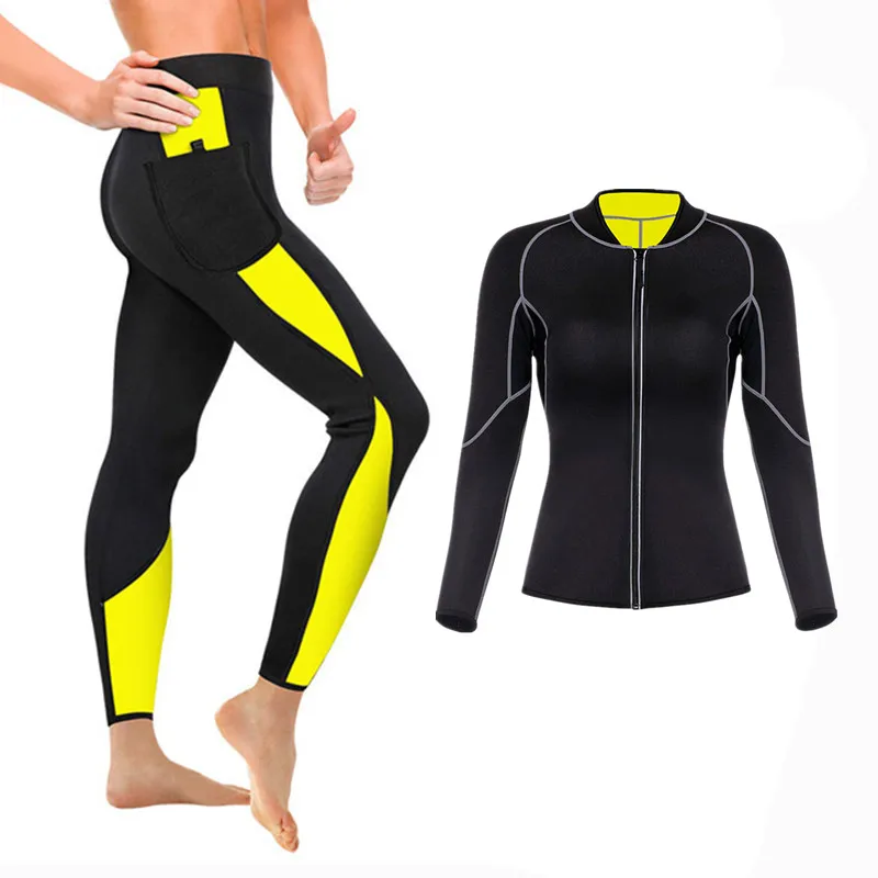 

CHENYE Women Body Shaper Waist Trainer Slimming Pants Weight Loss Thermo Sweat Sauna Neoprene Shapers Jogging Slimming Zip Shirt