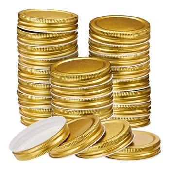 

30 Packs Mason Jar Lids Regular Mouth Leak Proof Secure Mason Storage Solid Caps Mason Canning Jars Lids (Gold)