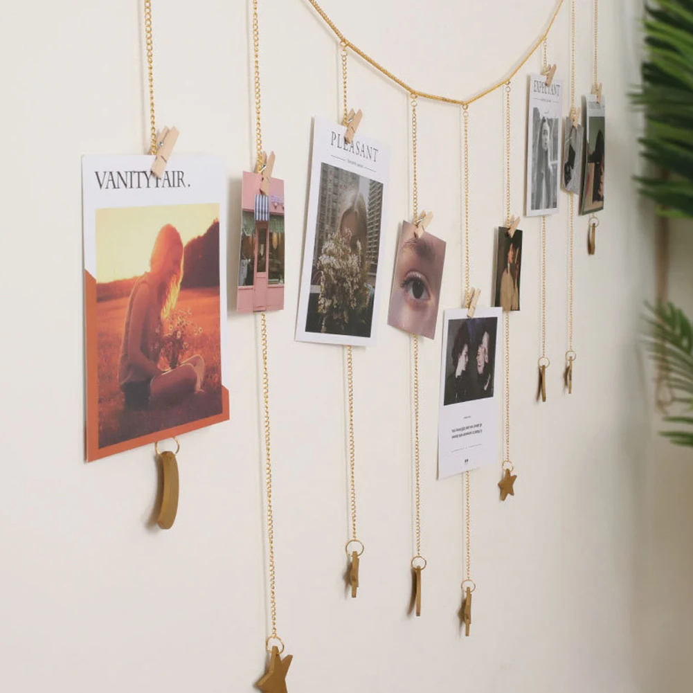 MesaSe 4 Pcs 13Ft Gold Star Moon Garland, Hanging Garands Streamers Banner Backdrop For Twinkle